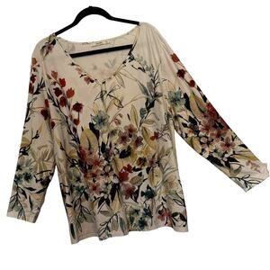 Sakurafina Blouse Womens Size 3XL Floral Tunic Plus Size Pullover Lightweight